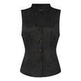 thumbnail image 1 of DARING DIVA Women's U Neck Jacquard Single Breasted Floral Gothic Waistcoat S Black, 1 of 6