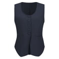 thumbnail image 1 of DARING DIVA Women's U Neck Sleeveless Button Down Waistcoat Suit Top S Dark Blue, 1 of 7