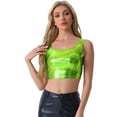 thumbnail image 1 of DARING DIVA Women's U Neck Sleeveless Clubwear Metallic Crop Top M Shiny Green, 1 of 6