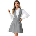 thumbnail image 1 of DARING DIVA Women's V Neck A Line Above Knee Pinafore Dress S Gray, 1 of 6