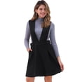 thumbnail image 1 of DARING DIVA Women's V Neck A Line Above Knee Pinafore Dress XL Black, 1 of 6