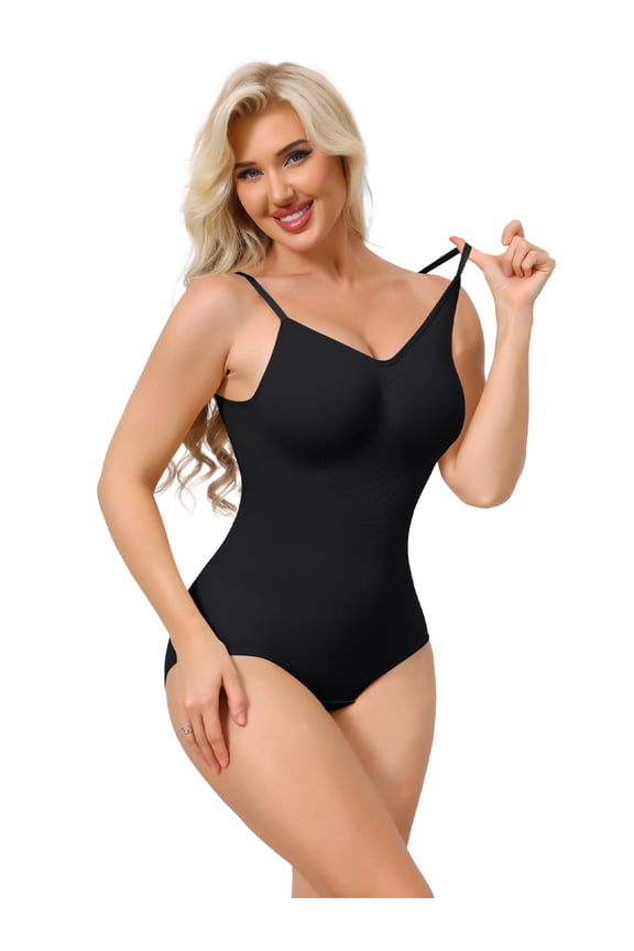 Women's V Neck Backless Camisole Thong Leotard L Black