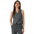 thumbnail image 1 of DARING DIVA Women's V-Neck Button-Down Work Blazer Vest Waistcoat XS Gray, 1 of 6