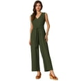 thumbnail image 1 of DARING DIVA Women's V Neck Casual Sleeveless Wide Leg Jumpsuit 2XL Army Green, 1 of 6