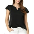 thumbnail image 1 of DARING DIVA Women's V Neck Casual Solid Cap Blouse Top XL Black, 1 of 5