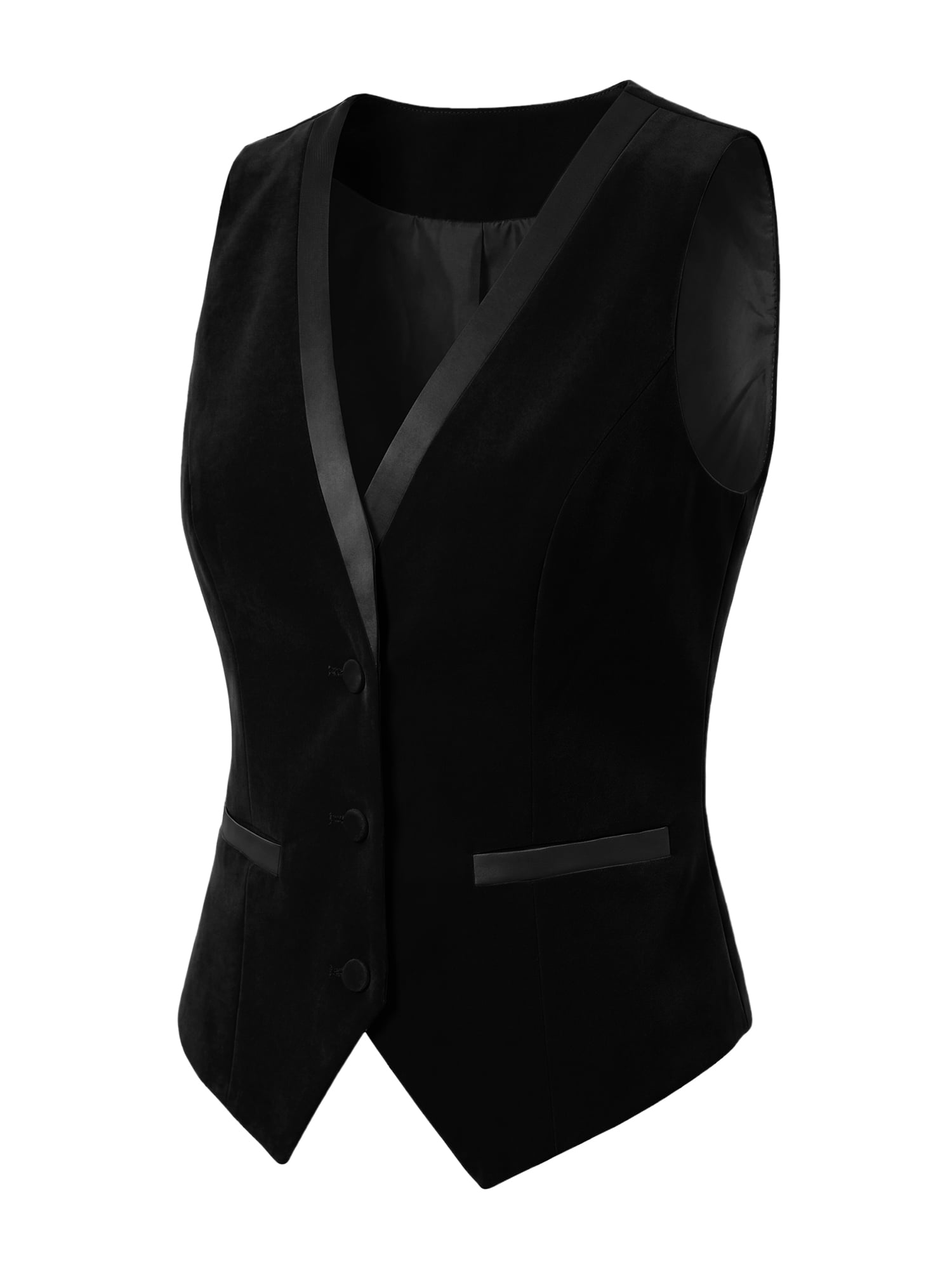 DARING DIVA Women's V Neck Retro Velvet Racerback Steampunk Vest 2XL Black