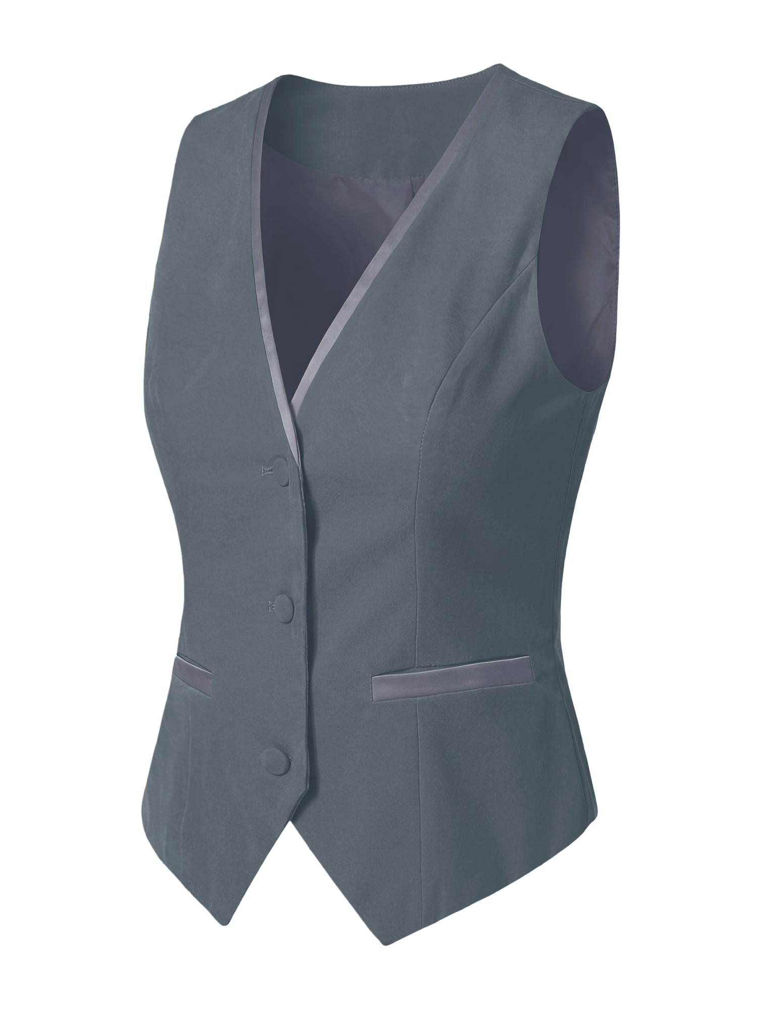 DARING DIVA Women's V Neck Retro Velvet Racerback Steampunk Vest M Grey