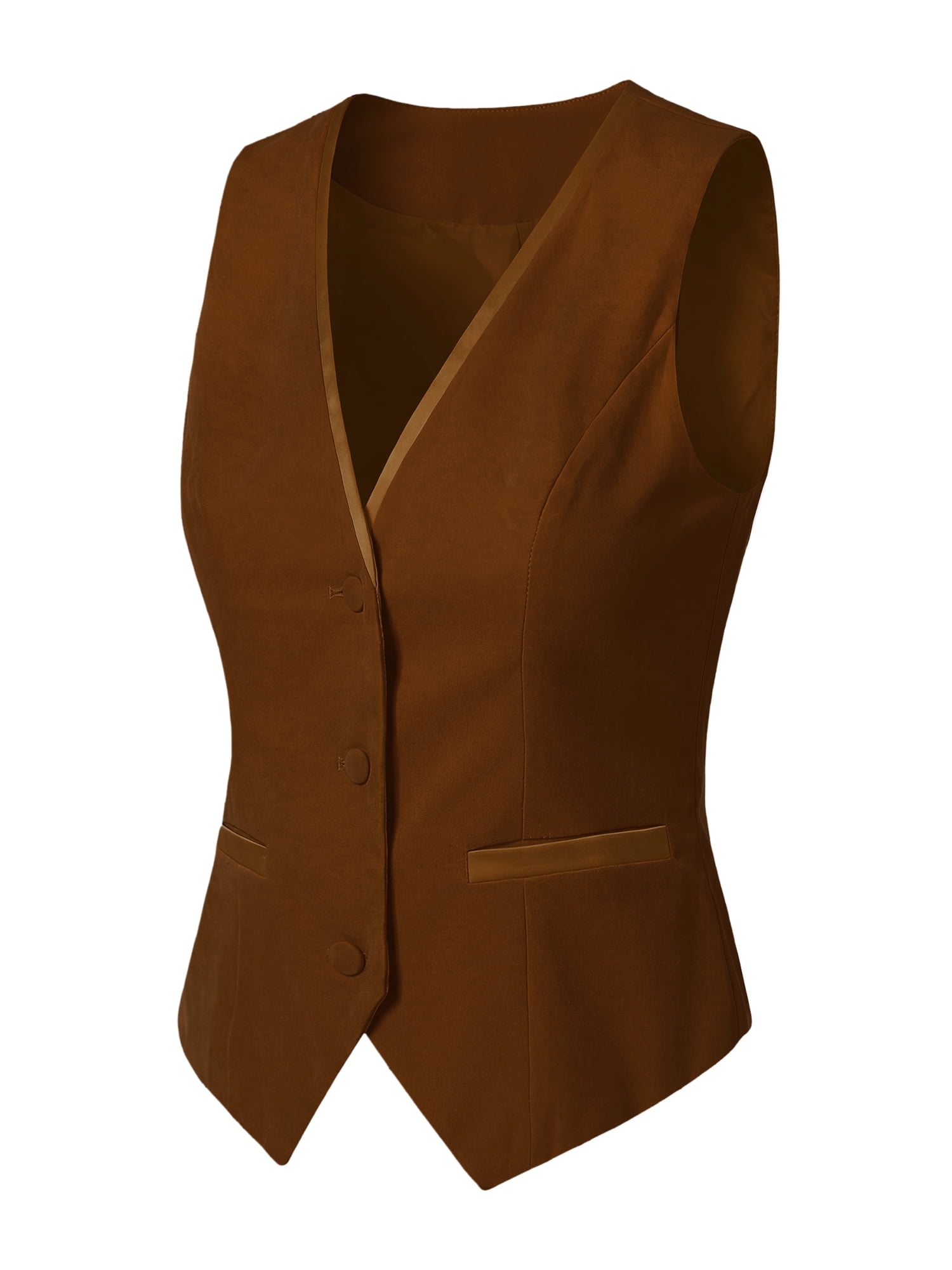 DARING DIVA Women's V Neck Retro Velvet Racerback Steampunk Vest S Brown