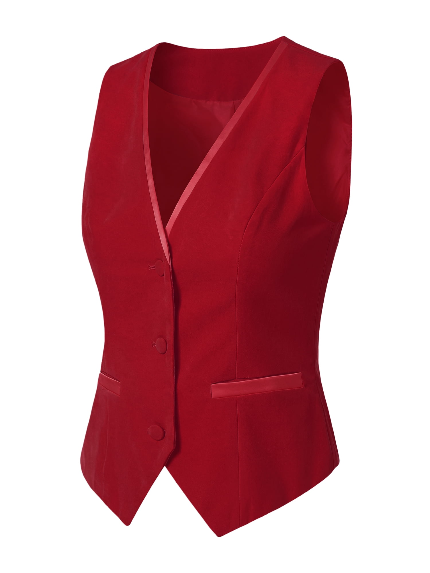 DARING DIVA Women's V Neck Retro Velvet Racerback Steampunk Vest S Red