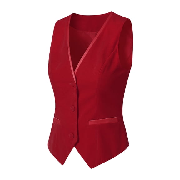 DARING DIVA Women's V Neck Retro Velvet Racerback Steampunk Vest XL Red