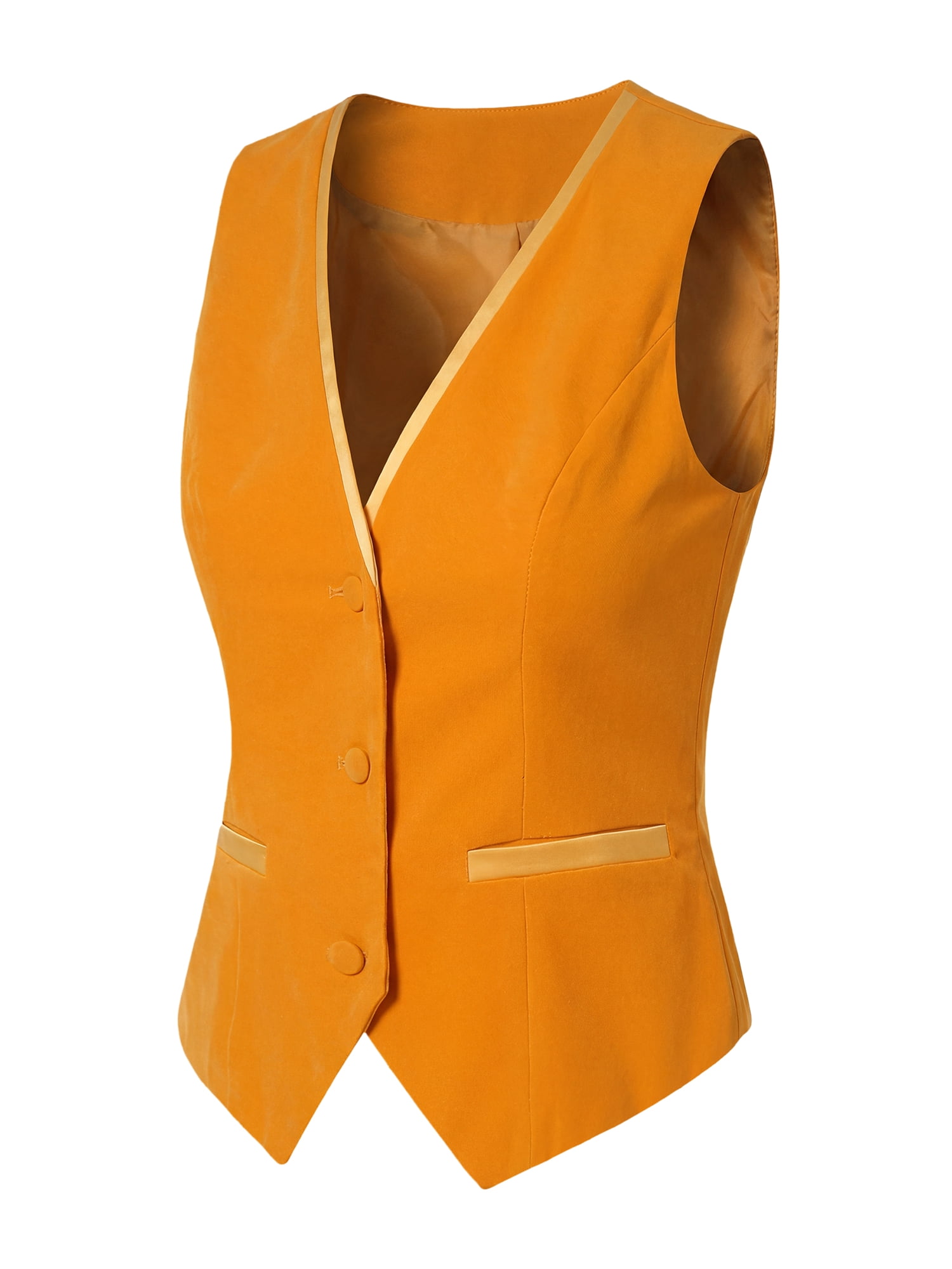 DARING DIVA Women's V Neck Retro Velvet Racerback Steampunk Vest XS Orange