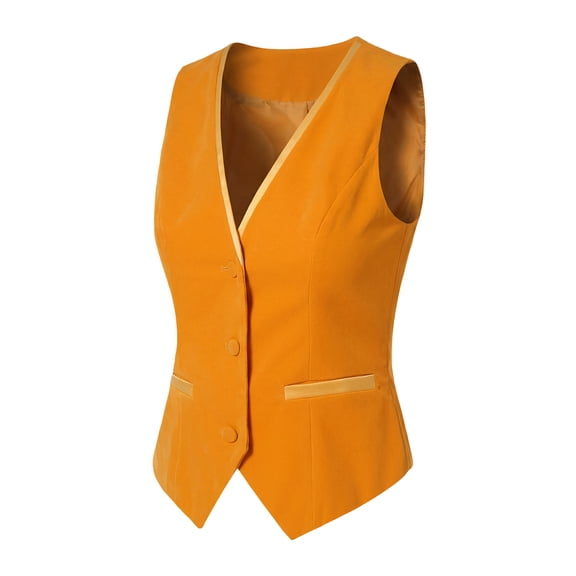 DARING DIVA Women's V Neck Retro Velvet Racerback Steampunk Vest XS Orange