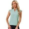 thumbnail image 1 of DARING DIVA Women's V Neck Sleeveless Basic Blouse Top XS Pea Green, 1 of 6