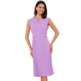 thumbnail image 1 of DARING DIVA Women's V Neck Sleeveless Button Pleated Midi Dresses XL Purple, 1 of 6