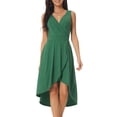thumbnail image 1 of DARING DIVA Women's V Neck Sleeveless Midi Wrap Dresses M Green, 1 of 8