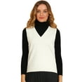 thumbnail image 1 of DARING DIVA Women's V Neck Sleeveless Pullover Sweater Vests XS Beige, 1 of 2
