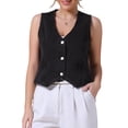 thumbnail image 1 of DARING DIVA Women's V Neck Waistcoat Top Casual Jean Vests 2XL Black, 1 of 7
