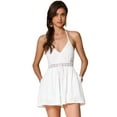thumbnail image 1 of DARING DIVA Women's V Neck Wide Leg Stylish Beach Short Romper M White, 1 of 6