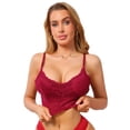 thumbnail image 1 of DARING DIVA Women's V Neck Wireless Adjustable Spaghetti Straps Padded Bras Medium Red, 1 of 6