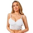 thumbnail image 1 of DARING DIVA Women's V Neck Wireless Adjustable Spaghetti Straps Padded Bras Medium White, 1 of 6