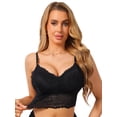 thumbnail image 1 of DARING DIVA Women's V Neck Wireless Adjustable Spaghetti Straps Padded Bras Small Black, 1 of 6