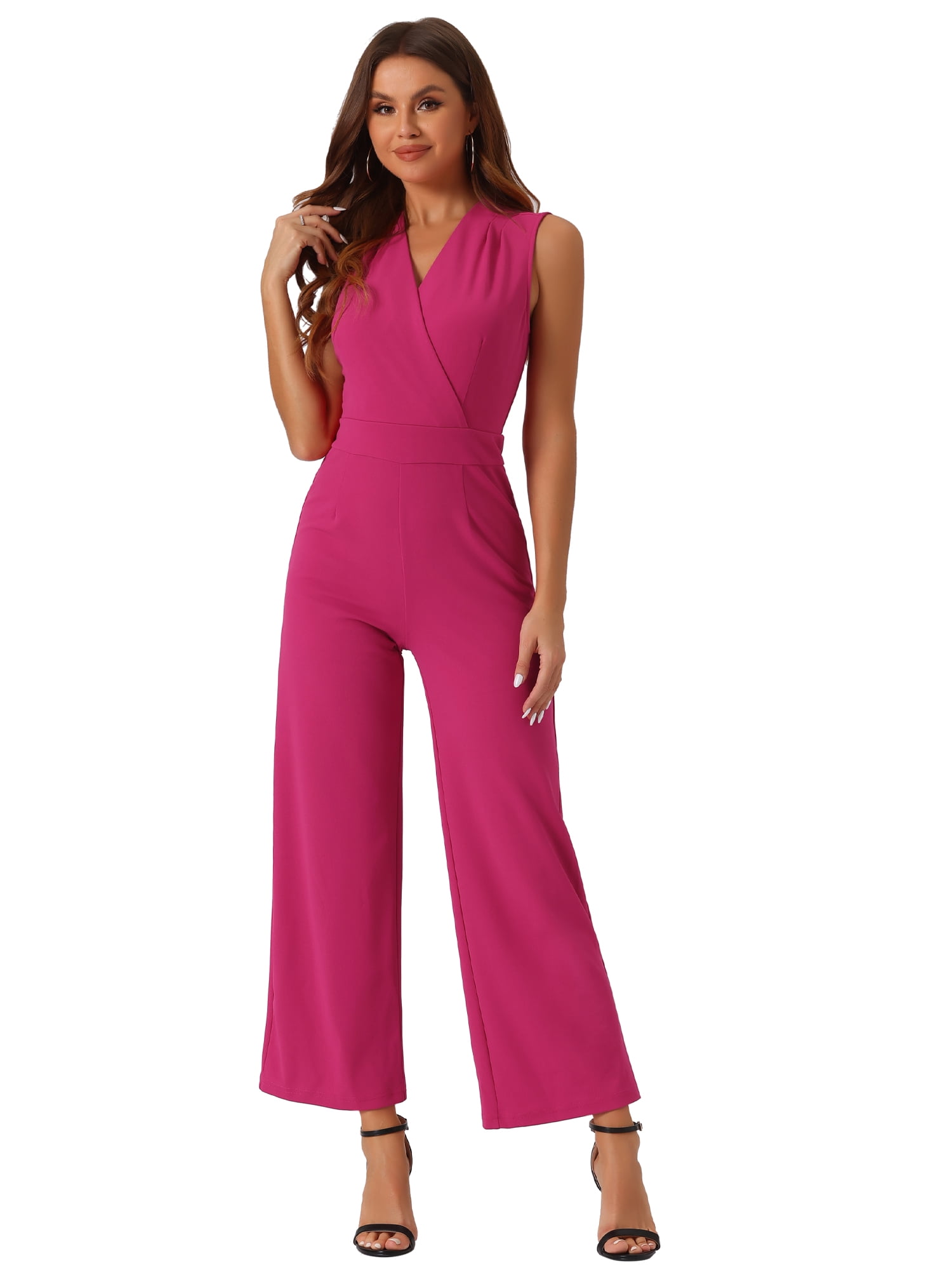 V Neck Wrap Front Jumpsuits