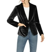 DARING DIVA Women's Velvet Office Coat Solid Shawl Collar Blazer S Black