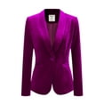 thumbnail image 1 of DARING DIVA Women's Velvet Office Coat Solid Shawl Collar Blazer S Violet Purple, 1 of 6