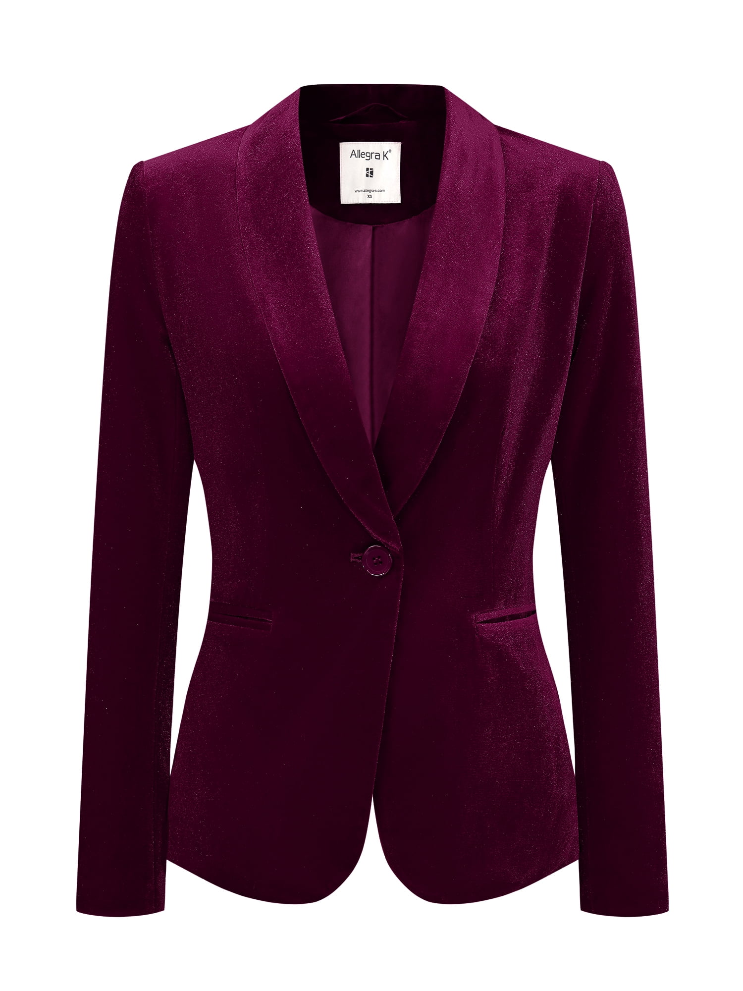 DARING DIVA Women's Velvet Office Coat Solid Shawl Collar Blazer XL Dark Red