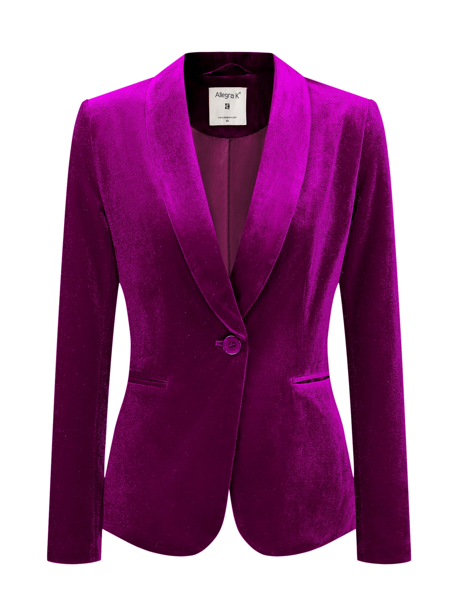DARING DIVA Women's Velvet Office Coat Solid Shawl Collar Blazer XL Violet Purple