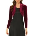 thumbnail image 1 of DARING DIVA Women's Velvet Open Front Cropped Bolero Cardigan M Burgundy, 1 of 6