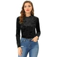 thumbnail image 1 of DARING DIVA Women's Velvet Round Neck Long Sleeve Casual Tops 3XL Black, 1 of 5