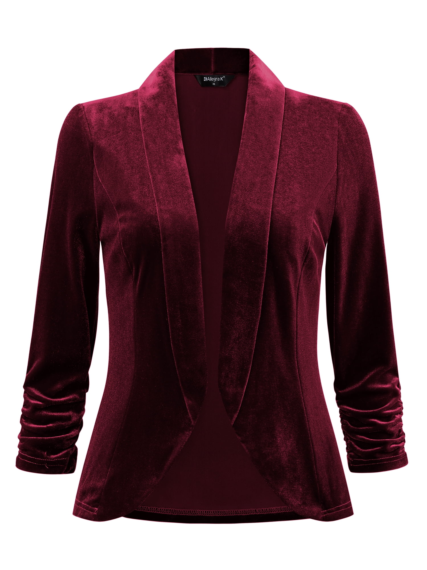 DARING DIVA Women's Velvet Shawl Lapel Collar Open Front Cardigans M Burgundy