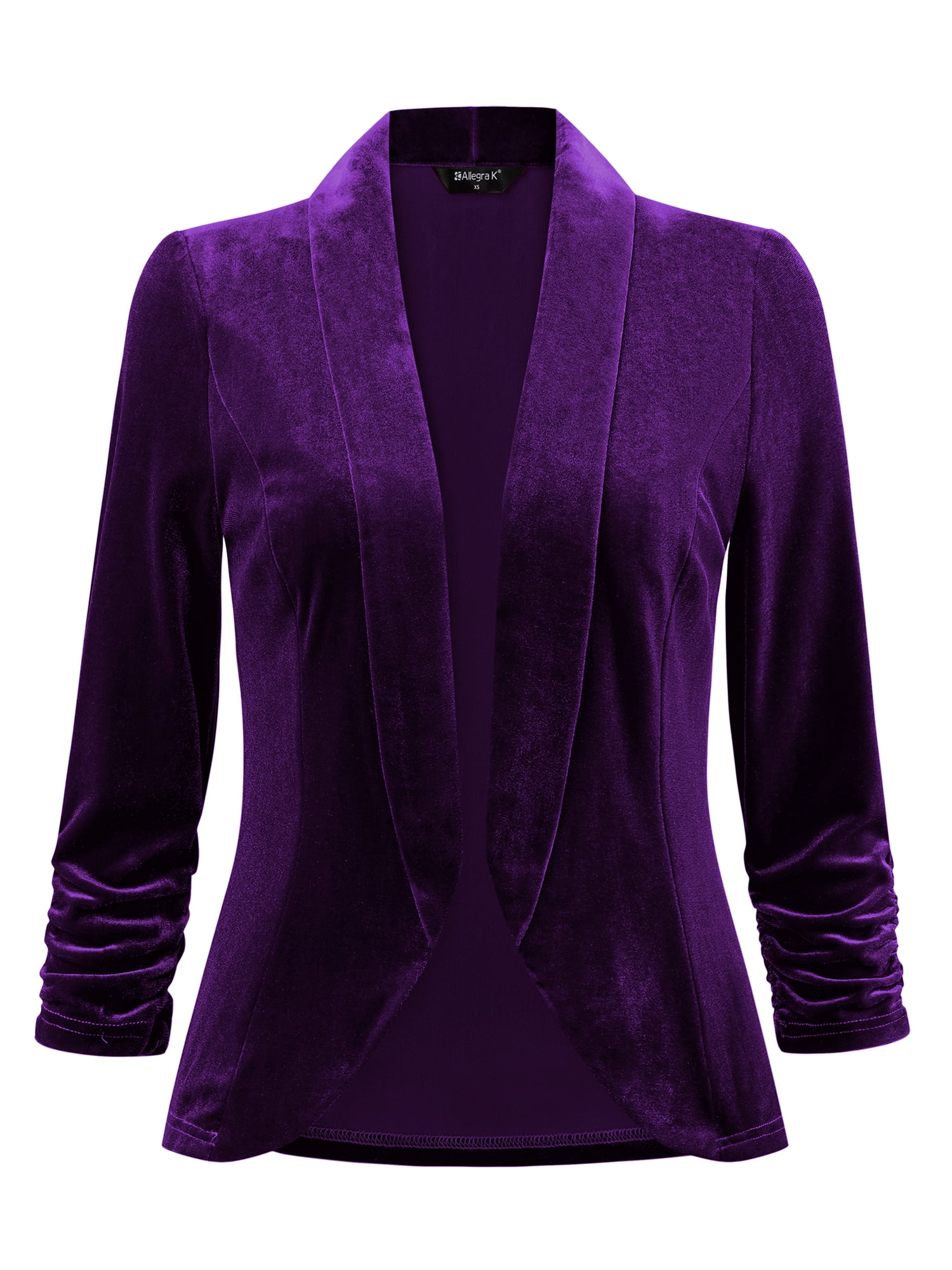 DARING DIVA Women's Velvet Shawl Lapel Collar Open Front Cardigans S Purple