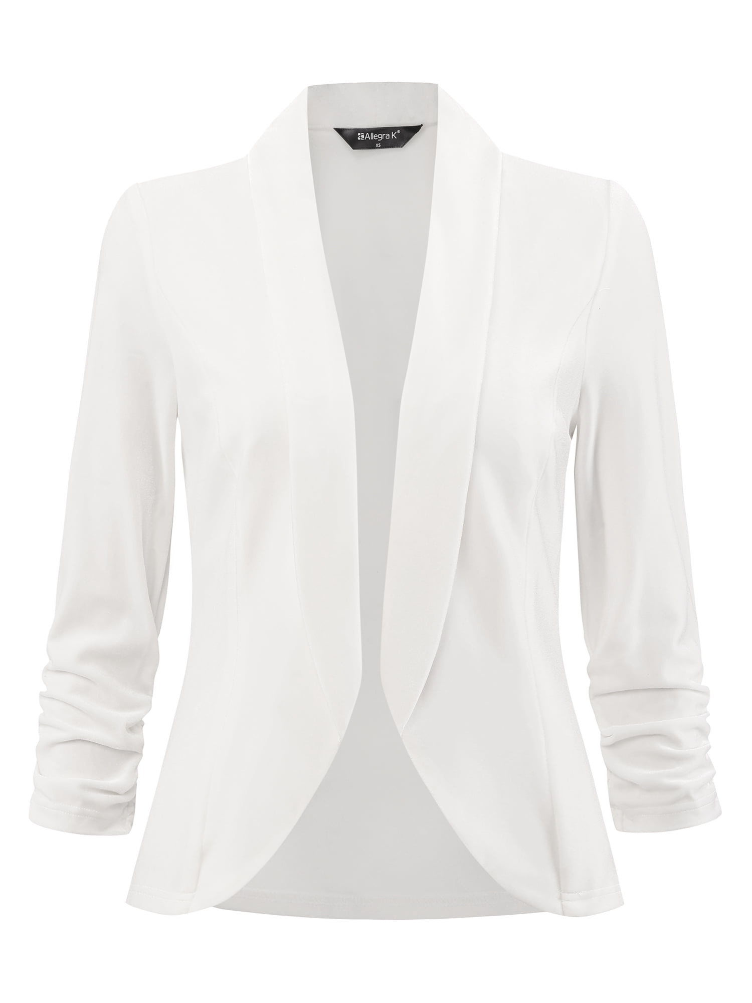 DARING DIVA Women's Velvet Shawl Lapel Collar Open Front Cardigans S White