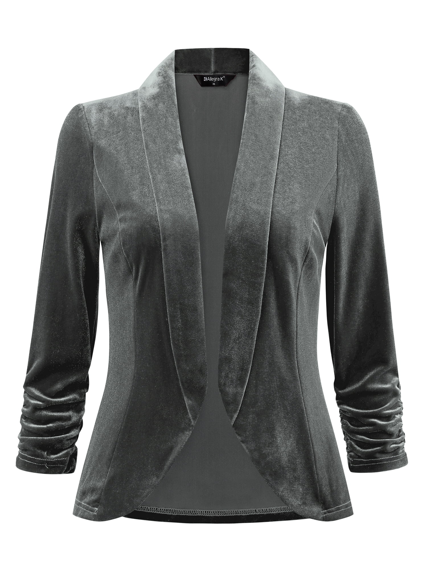 DARING DIVA Women's Velvet Shawl Lapel Collar Open Front Cardigans XL Grey