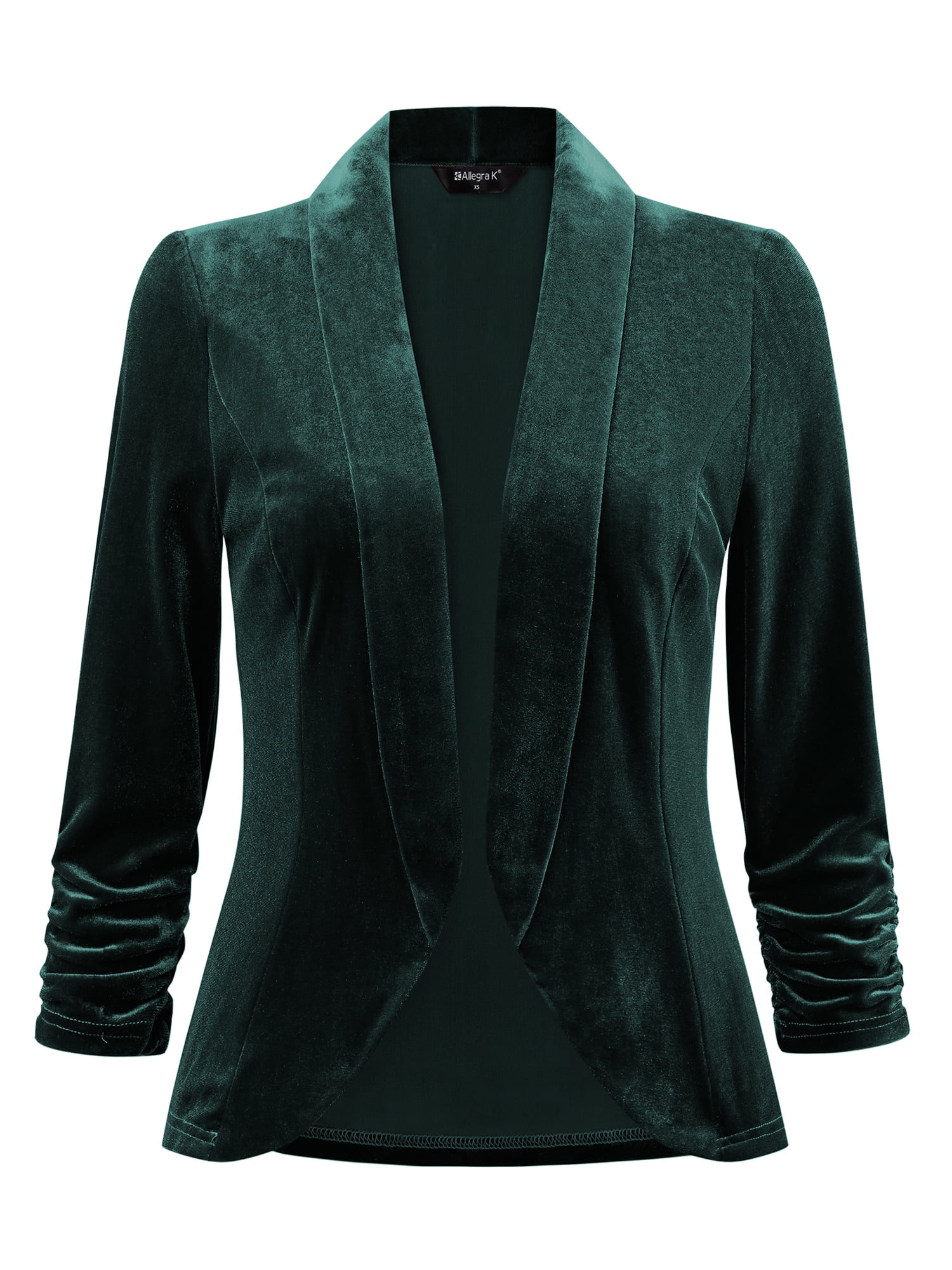 DARING DIVA Women's Velvet Shawl Lapel Collar Open Front Cardigans XS Dark Green
