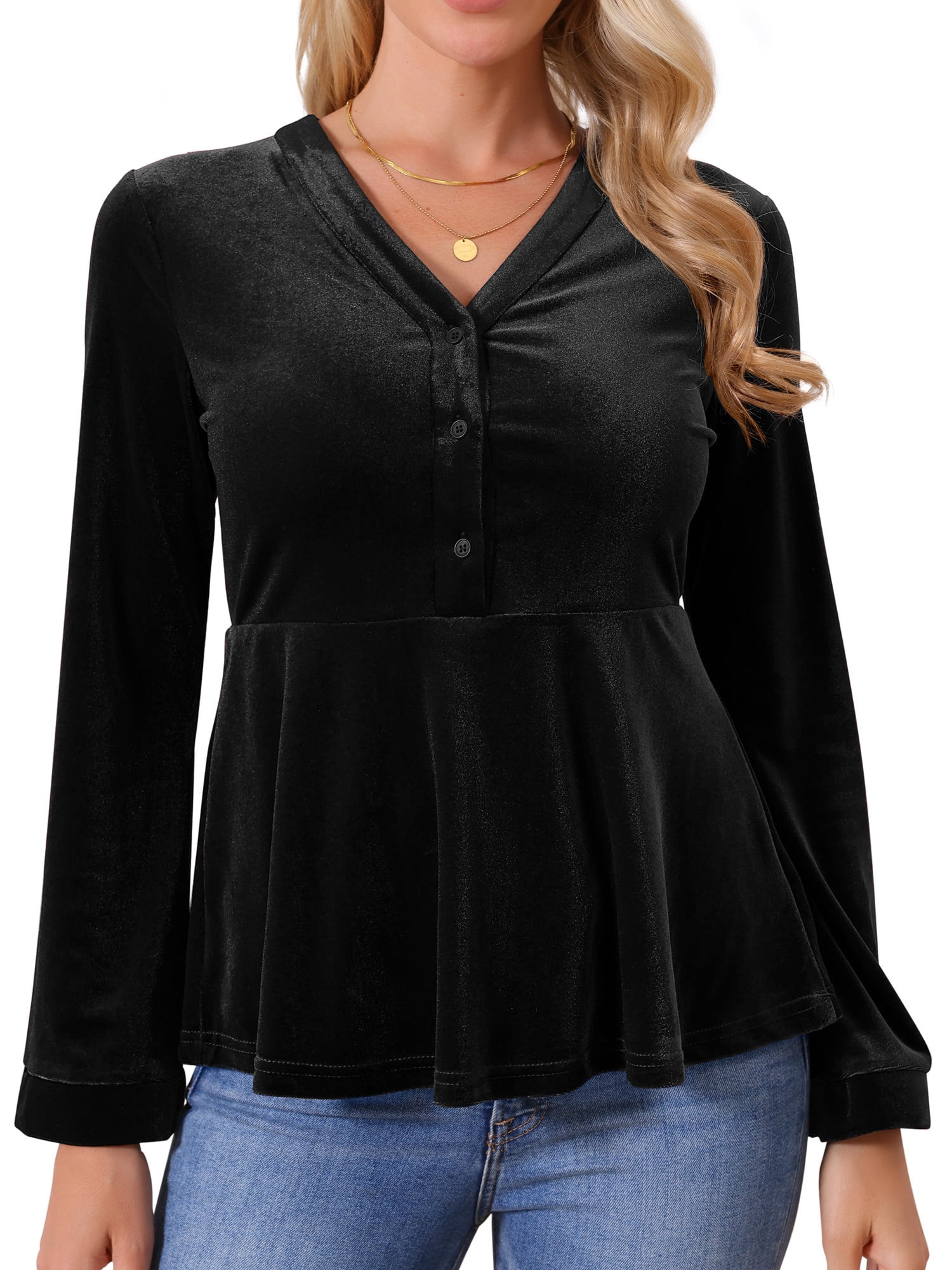Women's Digital Print Doll Sleeve V-Neck Top