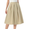 thumbnail image 1 of DARING DIVA Women's Vintage A-Line Silhouette High Waist  Business Midi Skirts S Khaki, 1 of 6
