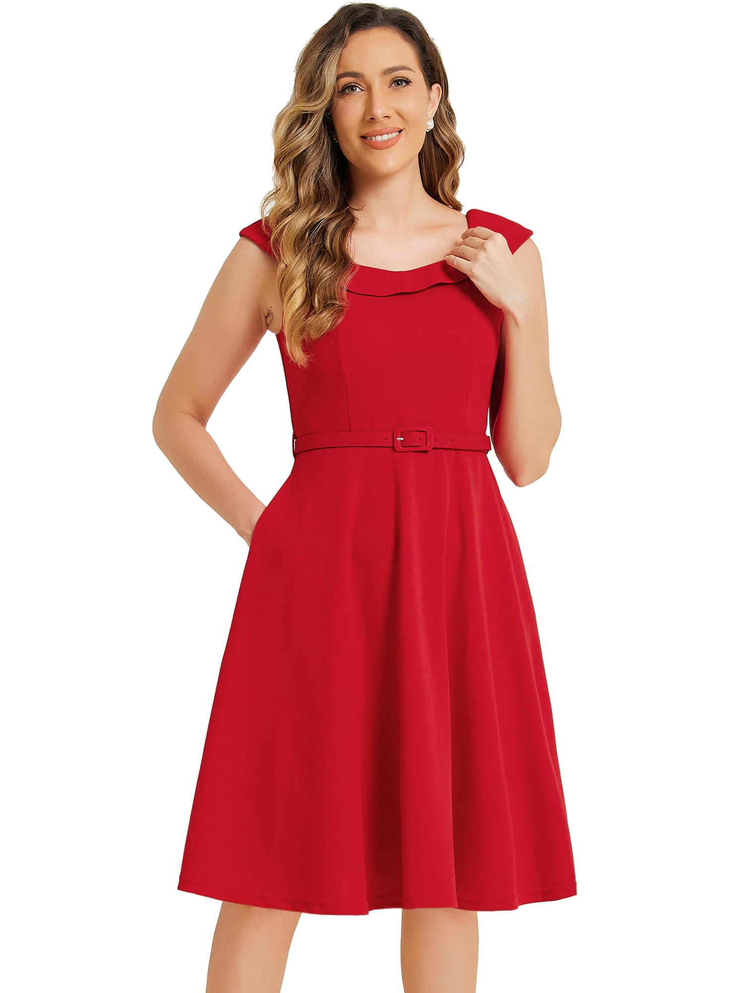 DARING DIVA Women's Vintage Cocktail Party Swing Dresses XS Red
