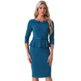 thumbnail image 1 of DARING DIVA Women's Vintage High Waist Peplum Dresses with Belt L Blue Green, 1 of 6