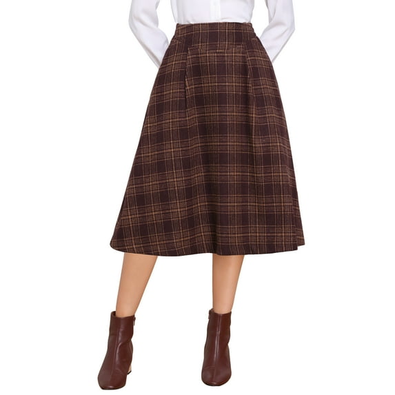 DARING DIVA Women's Midi A-Line Pleated Skirts with Pockets XL Dark Pink