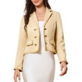 thumbnail image 1 of DARING DIVA Women's Vintage Notched Lapel Long Sleeve Cropped Blazer L Apricot, 1 of 6