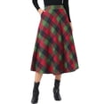 thumbnail image 1 of DARING DIVA Women's Vintage Plaid A-Line Work Long Maxi Skirt X-Small Red Green, 1 of 6
