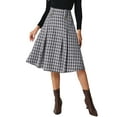 thumbnail image 1 of DARING DIVA Women's Vintage Plaid Pleated A-Line Midi Skirt L Black, 1 of 6