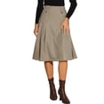 thumbnail image 1 of DARING DIVA Women's Vintage Plaid Pleated A-Line Midi Skirt XL Brown, 1 of 6