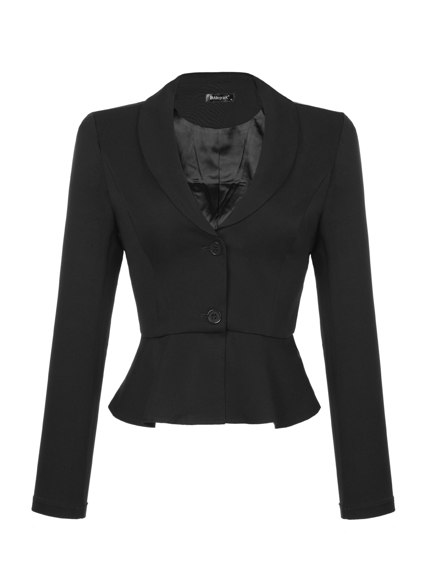 DARING DIVA Women's Vintage Shawl Collar Ruffle Hem Short Blazer S Black
