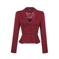 thumbnail image 1 of DARING DIVA Women's Vintage Shawl Collar Ruffle Hem Short Blazer XS Wine Red, 1 of 6