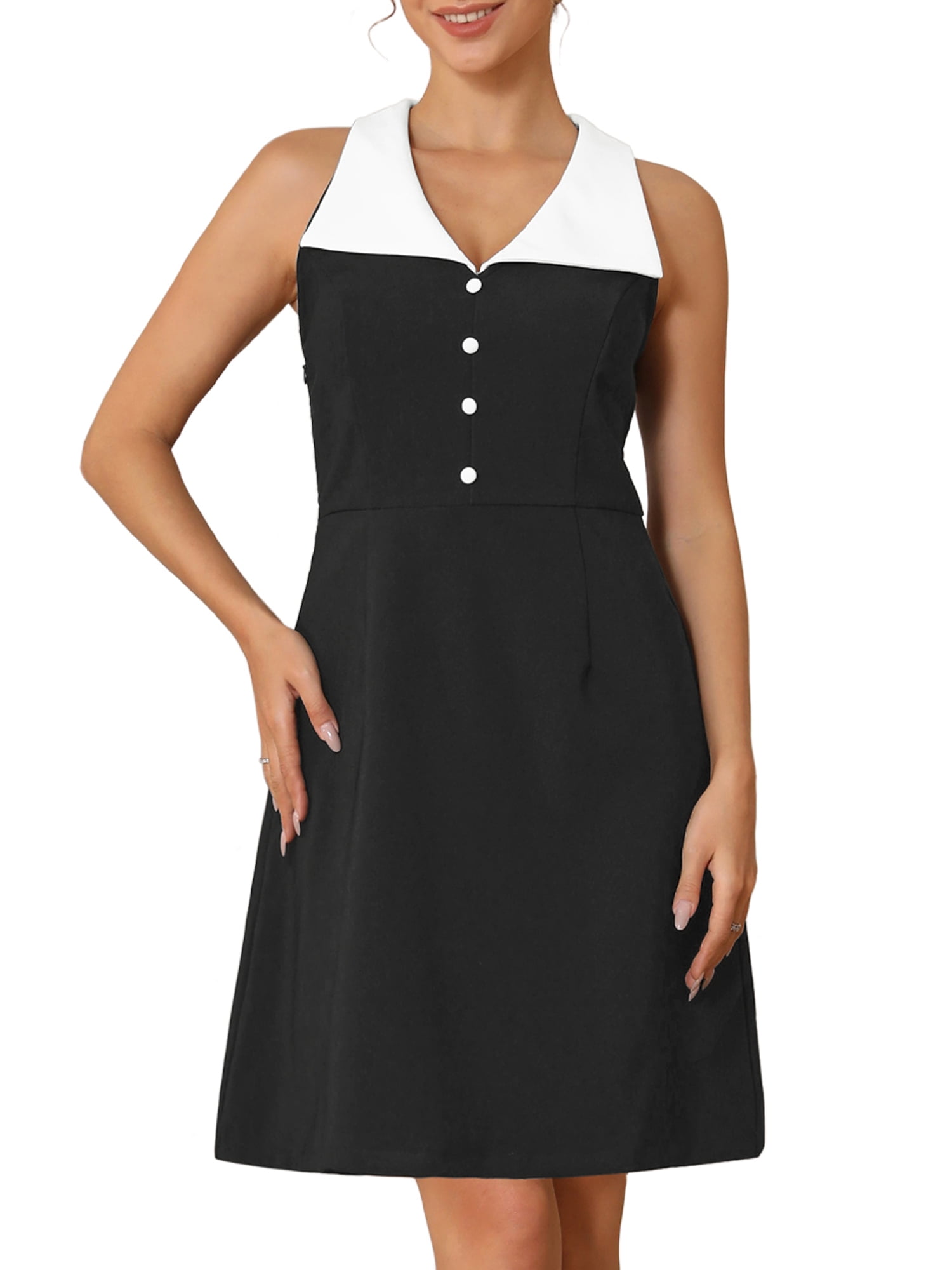 DARING DIVA Women's Vintage Sleeveless Cocktail A-Line Little Black Dress S Black