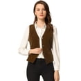 thumbnail image 1 of DARING DIVA Women's Vintage Velvet Vest Button Down Steampunk Waistcoat L Brown, 1 of 6